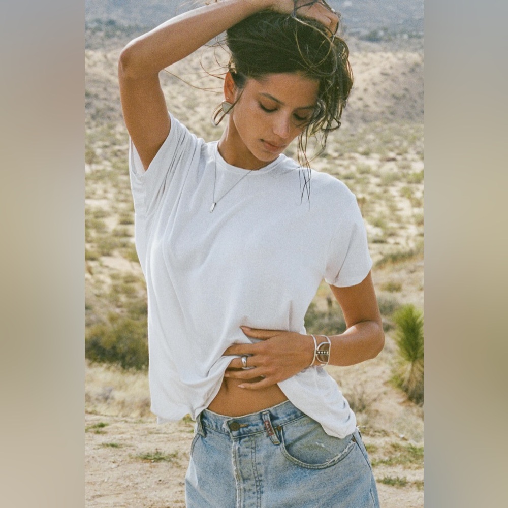Joah Brown White Boyfriend Crew Tee
